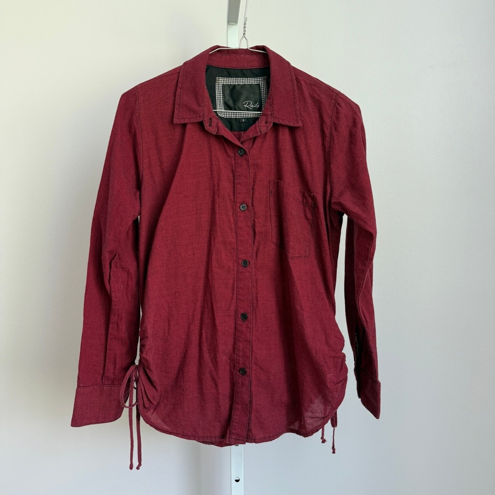 Rails Button Down Shirt Women's Small Red Preppy Business Casual‎ Top Blouse